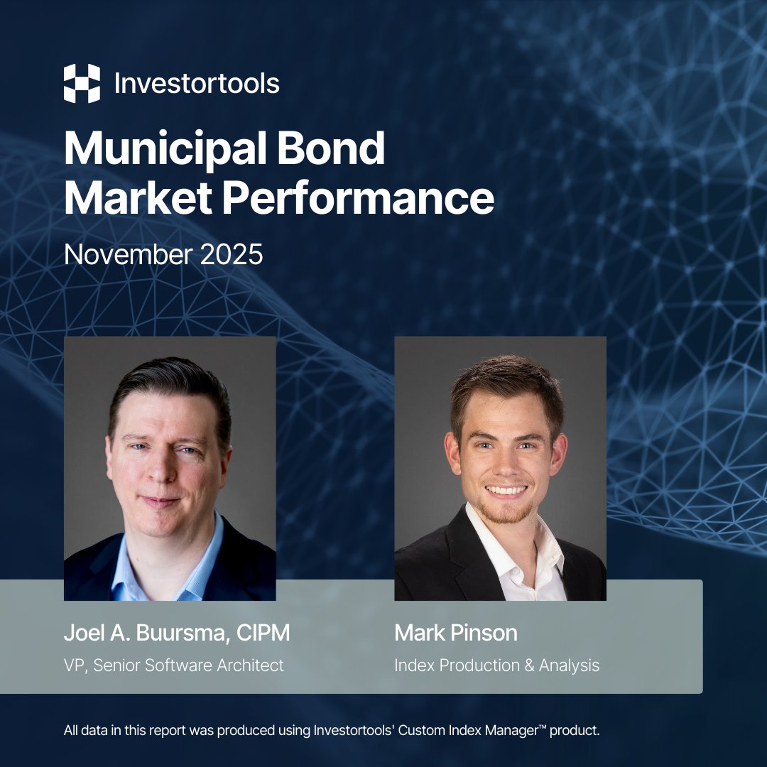 November 2025 Municipal Market Performance Recap

November delivered a 0.279% total return, a steady month driven almost entirely by income as the AAA curve held virtually flat.

Other Highlights:
- Total Return: +0.279% (S&amp;P Global Municipal Bond Investment Grade Index)
- Yield