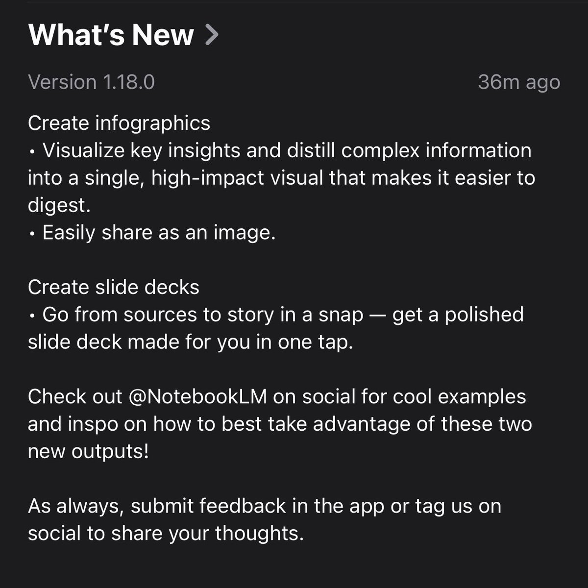 NotebookLM release notes