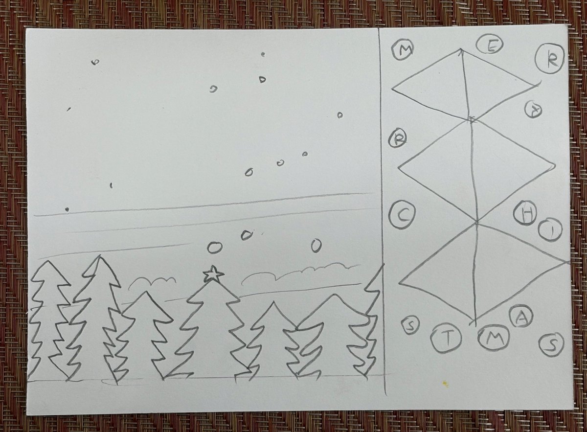 友達に送るクリスマス版画カードを考え中。星座(冬の大三角形)をテーマにしようと思ったが時間的に無理だな。2版で制作予定 