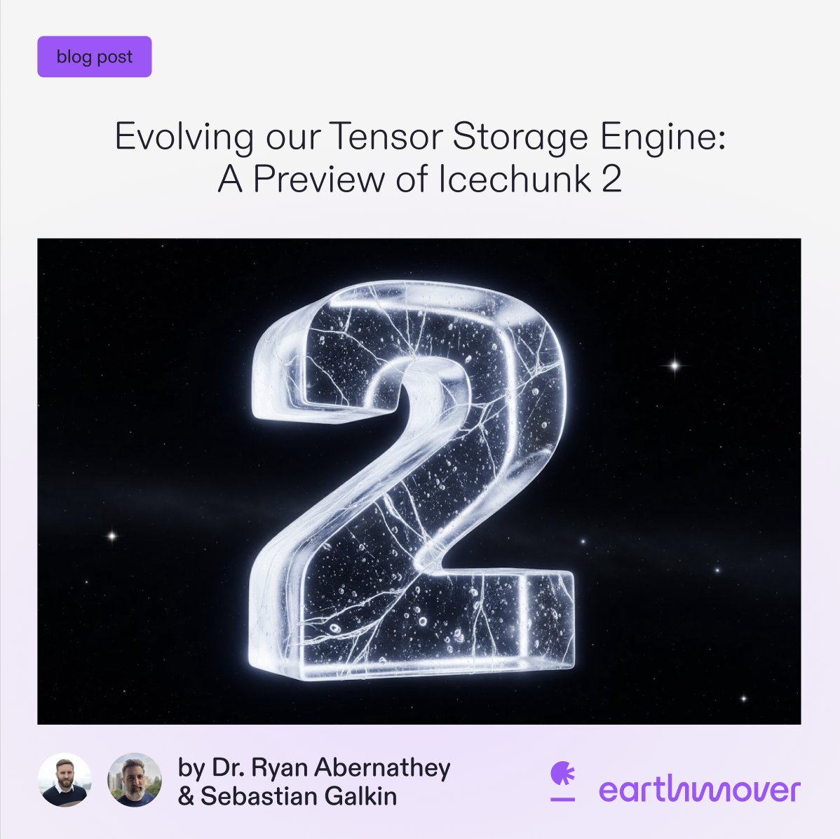 EarthmoverHQ's tweet photo. 🧊 Icechunk 2 is now available in alpha: Move/rename nodes without rewriting, shift chunks without consuming I/O, write metadata at the repo level, host repos on any HTTP server, and so many performance improvements. Read @rabernat and @paraseba's post for the full story! 🎁 https://t.co/72T9aLjDYD