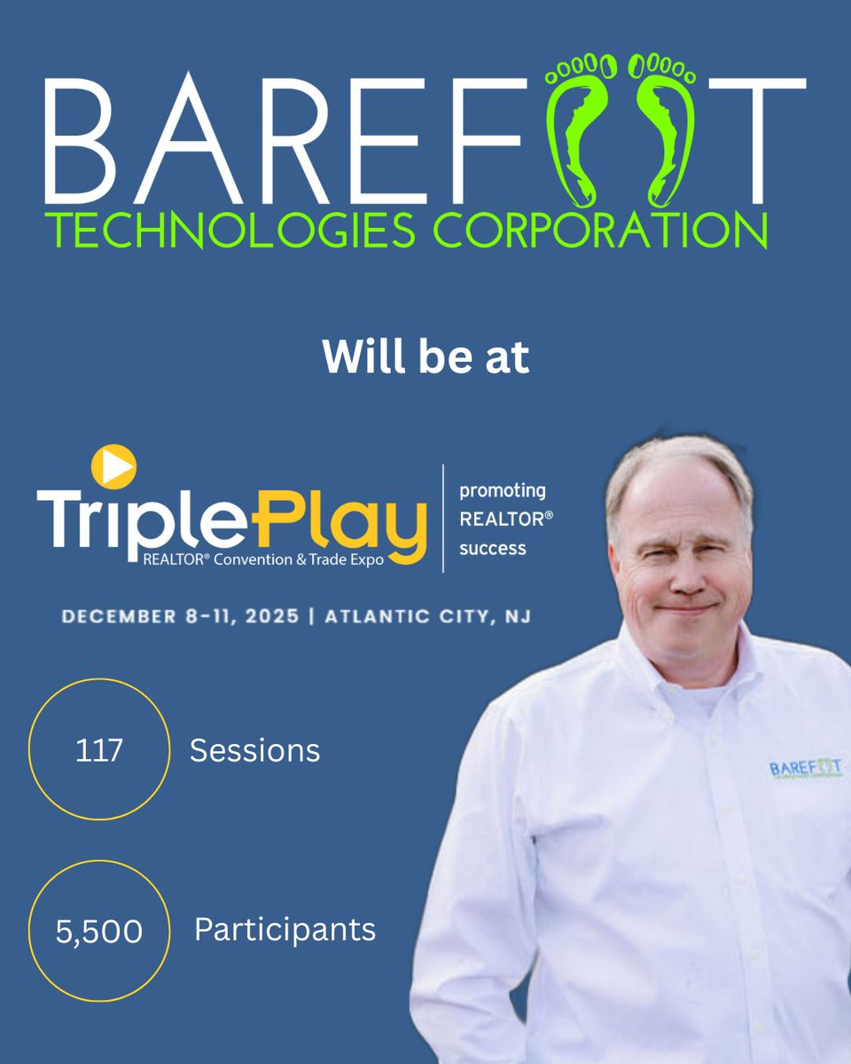BarefootVR's tweet photo. Ed is heading to NJ REALTORS® Triple Play in Atlantic City the week of Dec 8–12! 

He’s excited to join the sessions, connect with attendees, and catch up with colleagues across the state.

If you’ll be at Triple Play—or nearby—call or text Ed at 508-454-8528 to connect! https://t.co/zOM2v0HnCD