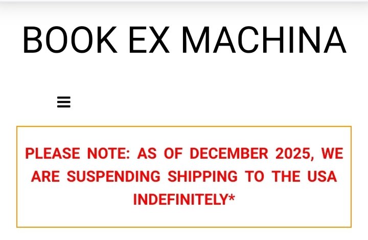 BookExMachina's tweet image. Sad but unavoidable announcement ☹ We are suspending shipping books to the US indefinitely.