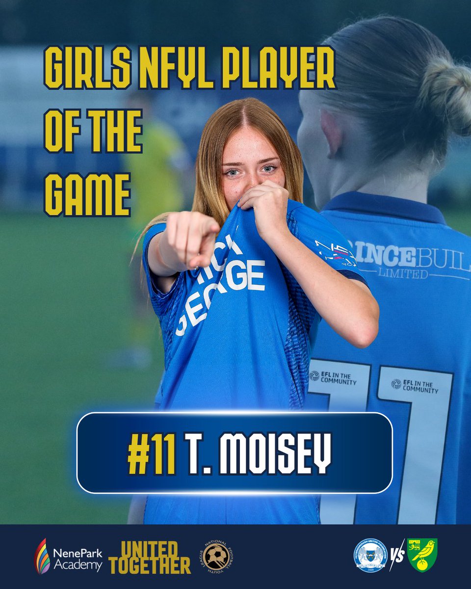 Posh_WG's tweet image. 🏆 Girls NFYL Player of the Game
🆚 Norwich City
🏅 T. Moisey

#pufc