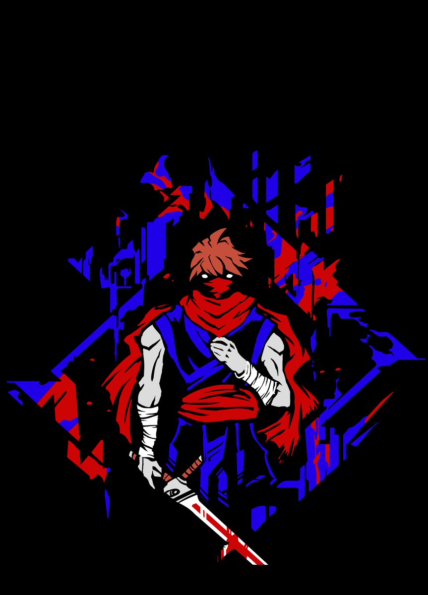 HYPER LIGHT STRIDER
(based on cover art of Hyper Light Drifter)
font by @ n_3ofall 
#ストライダー飛竜
#Strider
#Hyperlightdrifter