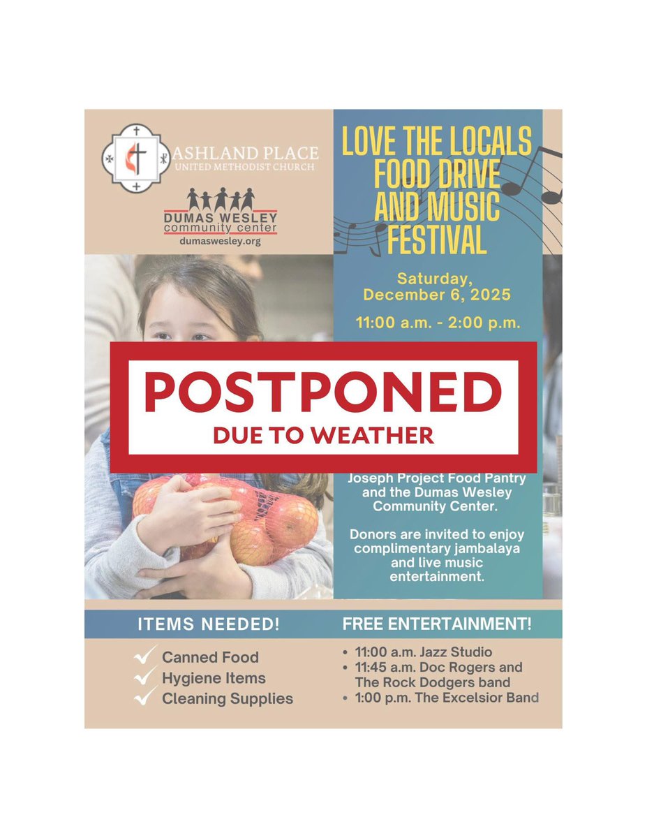 Due to anticipated rain on Saturday, the Love the Locals Food Drive and Music Festival has been postponed. We will provide updates regarding a rescheduled date in the near future. Thank you for your understanding.