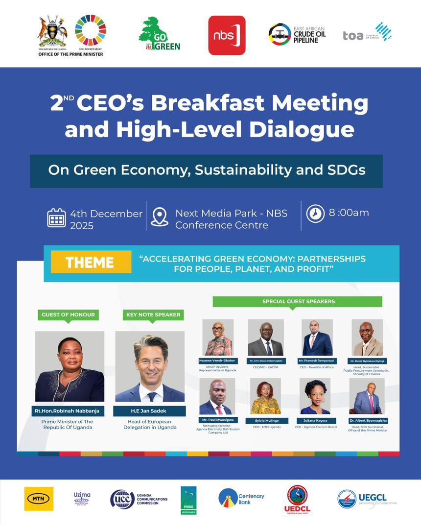 EUinUG's tweet image. This morning, our 🇪🇺Ambassador @JanSadek had the pleasure to address the 2nd 🇺🇬 CEO’s Breakfast Meeting on ‘Accelerating the Green Economy: Partnerships for People, Planet &amp;amp; Profit’, noting the importance of this high-level dialogue in shaping Uganda's green economy transition.