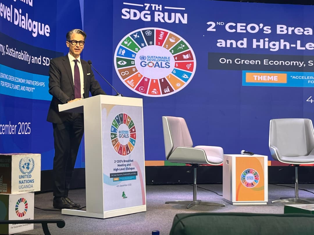 EUinUG's tweet image. This morning, our 🇪🇺Ambassador @JanSadek had the pleasure to address the 2nd 🇺🇬 CEO’s Breakfast Meeting on ‘Accelerating the Green Economy: Partnerships for People, Planet &amp;amp; Profit’, noting the importance of this high-level dialogue in shaping Uganda's green economy transition.