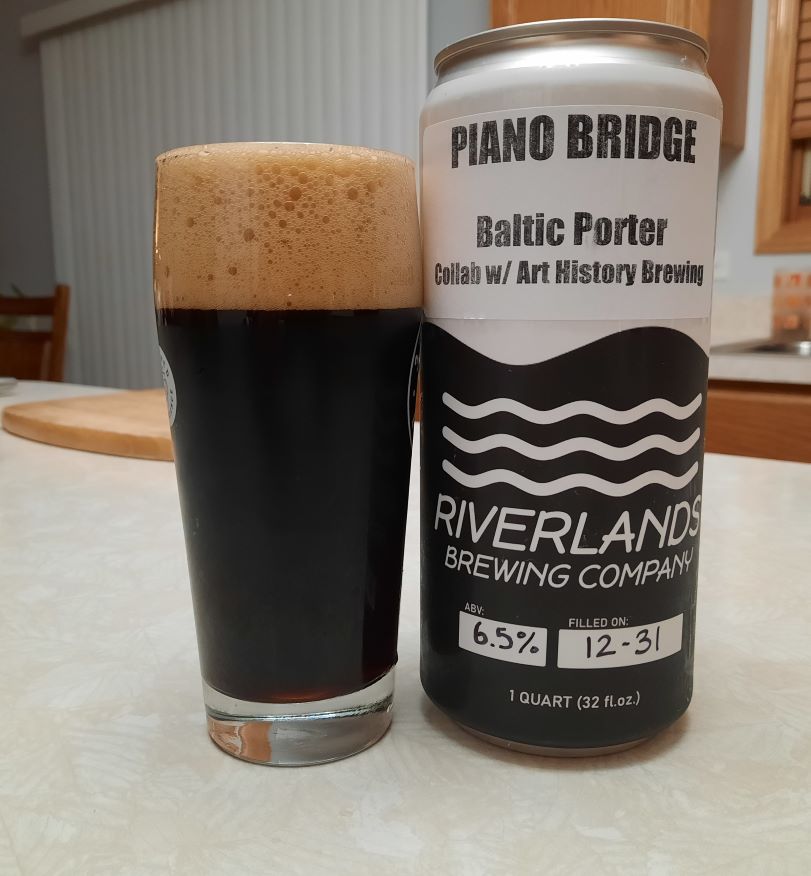 Our Daily Pour: Piano Bridge Baltic Porter (5.00) from <a href="/RiverlandsBrew/">Riverlands Brewing Company</a> in St Charles, IL.