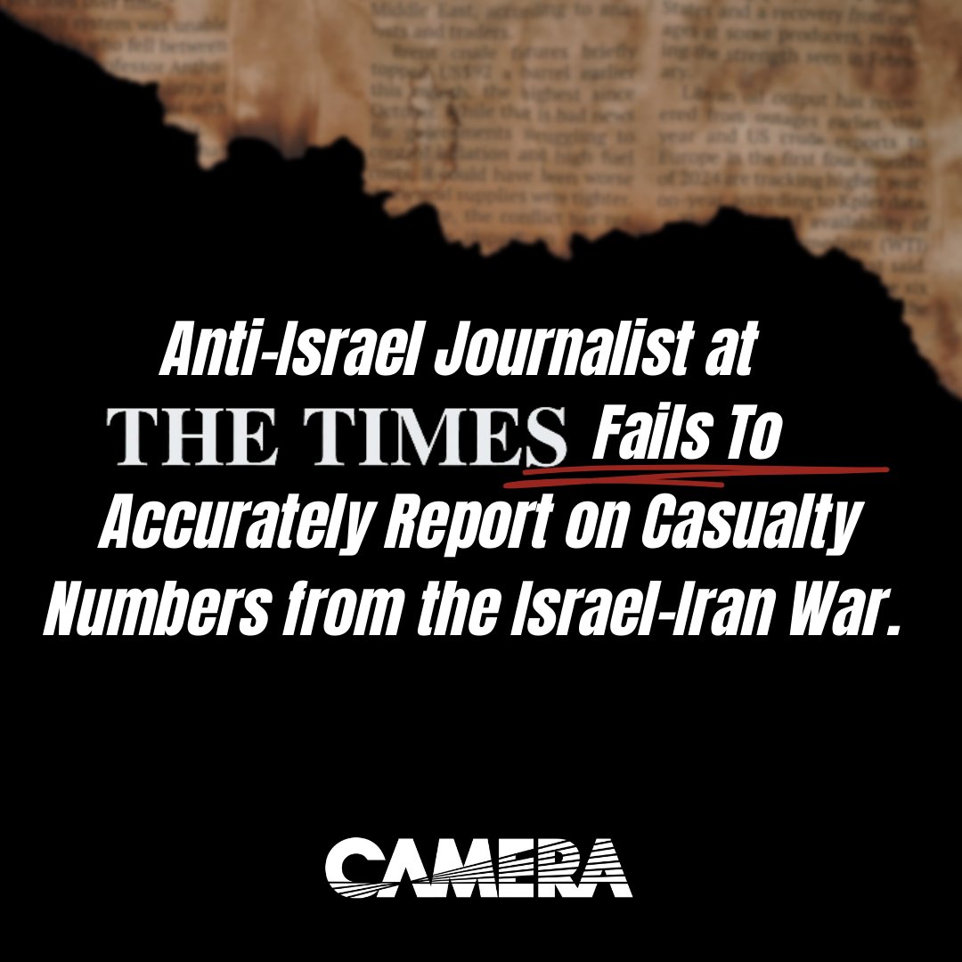 CAMERA4Truth's tweet image. Catherine Philp's latest piece misreports Israeli casualties and cites an Iranian civilian death toll never quoted by any other source. We’ve contacted The Times to correct the Israeli casualty numbers and to substantiate her claim about Iran's civilian deaths.