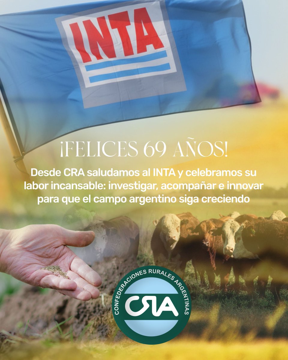 🌾 Desde CRA saludamos y celebramos el aporte fundamental del INTA para que el campo argentino siga creciendo con conocimiento, innovación y futuro.
<a href="/intaargentina/">INTA</a>