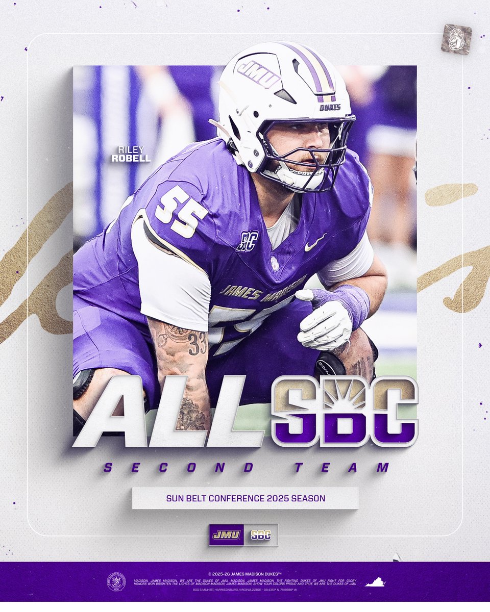JMUFootball's tweet photo. 𝐒𝐞𝐜𝐨𝐧𝐝 𝐓𝐞𝐚𝐦 𝐀𝐥𝐥-𝐒𝐮𝐧 𝐁𝐞𝐥𝐭 𝐎𝐟𝐟𝐞𝐧𝐬𝐞.

🏈 @zachgreenberg60 
🏈 @riley_robell 

#GoDukes https://t.co/JSc6R3Rop9