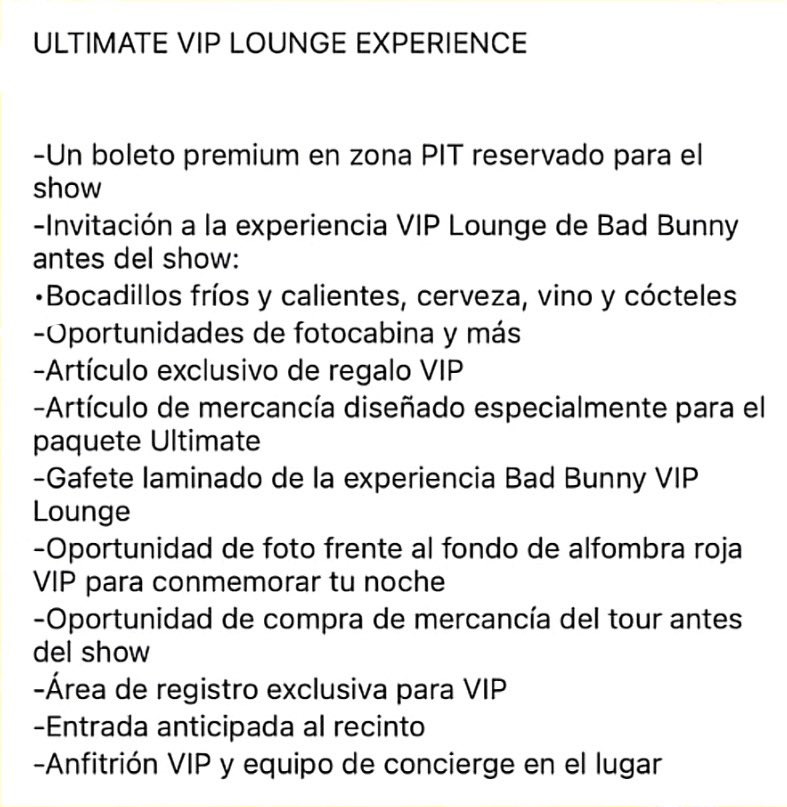 Vendo 2 boletos VIP para Bad Bunny, para el viernes 19 de Diciembre.
Ya no podré ir por temas de la uni