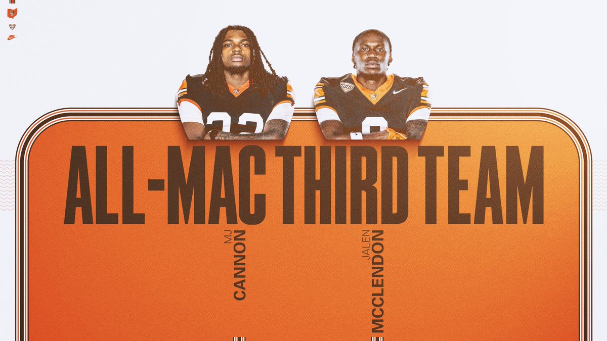 BG_Football's tweet image. 🚨 𝘼𝙡𝙡-𝙈𝘼𝘾 𝘼𝙡𝙚𝙧𝙩 🚨

BGSU places two on the All-MAC Third Team🏈

Congrats @MarkCannonJr1 and @_8problemz 👏

📰 » tinyurl.com/2ayaus8c