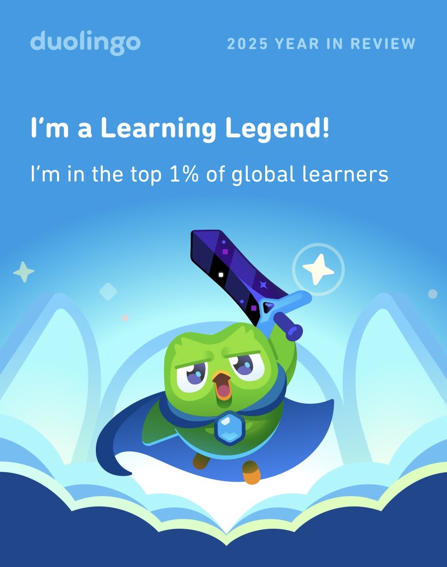 ameliasutedjo's tweet photo. Look how much I learned on Duolingo in 2025! How did you do? #Duolingo365 https://t.co/uTgcOfqGLN