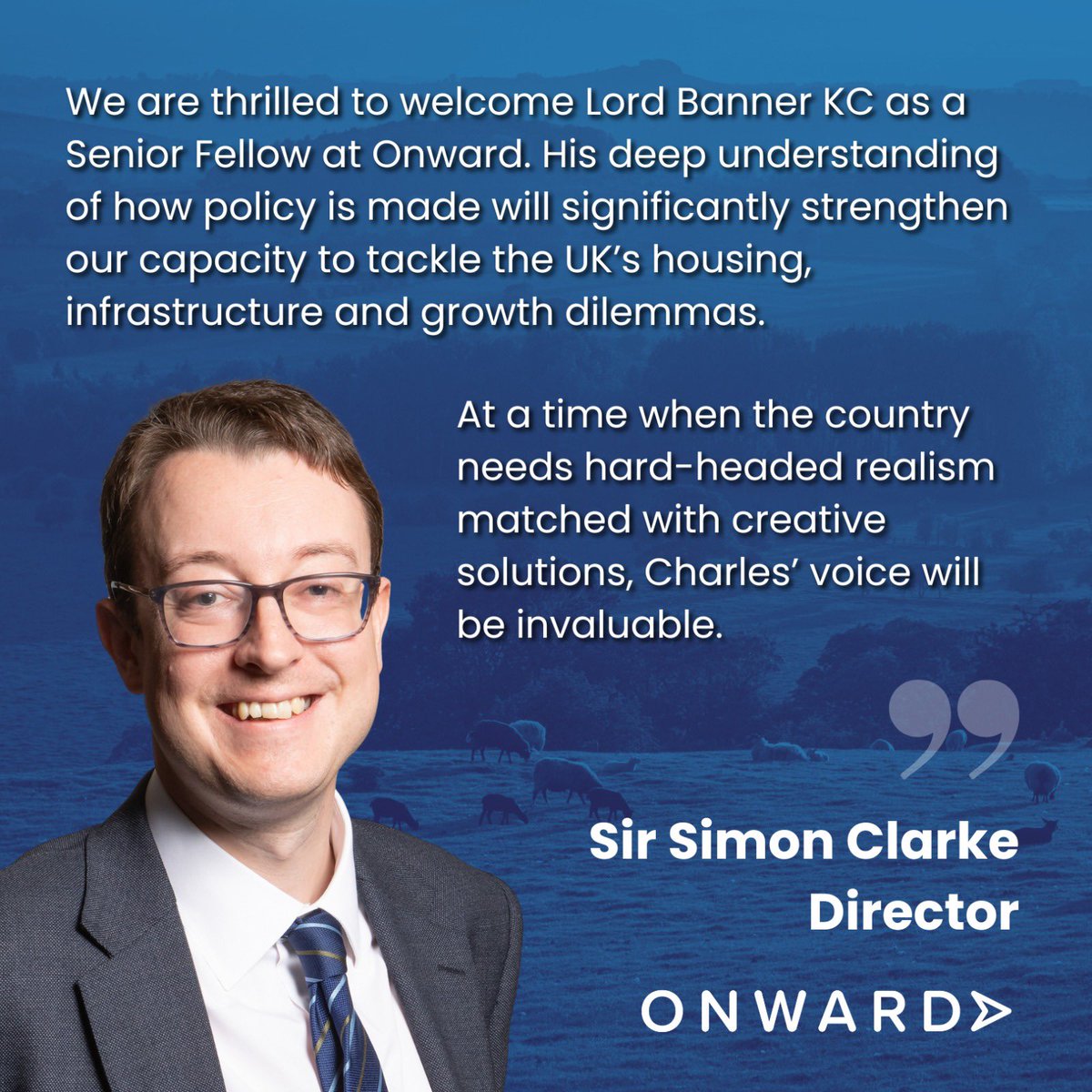 SirSimonClarke's tweet image. Absolutely delighted to announce Lord Banner KC as the latest Senior Fellow at @ukonward!

Charlie is one of the most distinguished legal minds in the whole housing and planning sector and is a great advocate for @consyimby.
