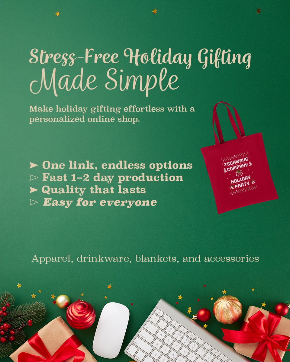 Holiday gifting made simple! 🎄✨
Skip the stress and give your team a custom shop filled with gifts they’ll actually use and love. 🎁💚
Super easy to launch with a Minimum Order Quantity of ONLY 1 PIECE and super-fast production.
Ask us to set up your store today!
📞631.584.2273