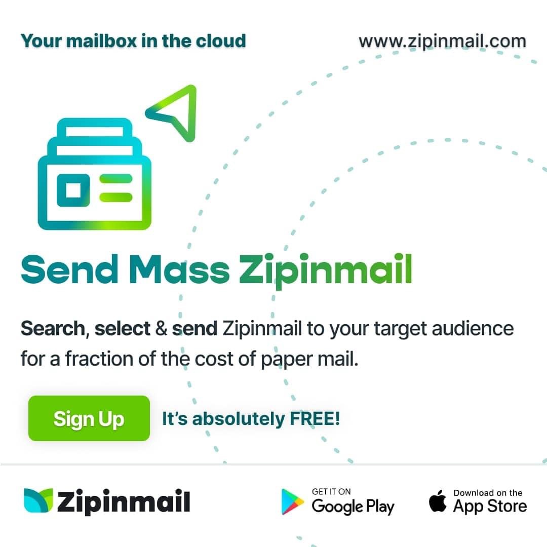 ZipinMail's tweet photo. Zipinmail is designed like an email but uses a mailing address to transmit data. Businesses pay to send you marketing mail, so you will get only legitimate mail and no spam.

Zipinmail is delivered to a virtual mailbox of an authenticated individual at a verified mailing address https://t.co/glxo98yEPE
