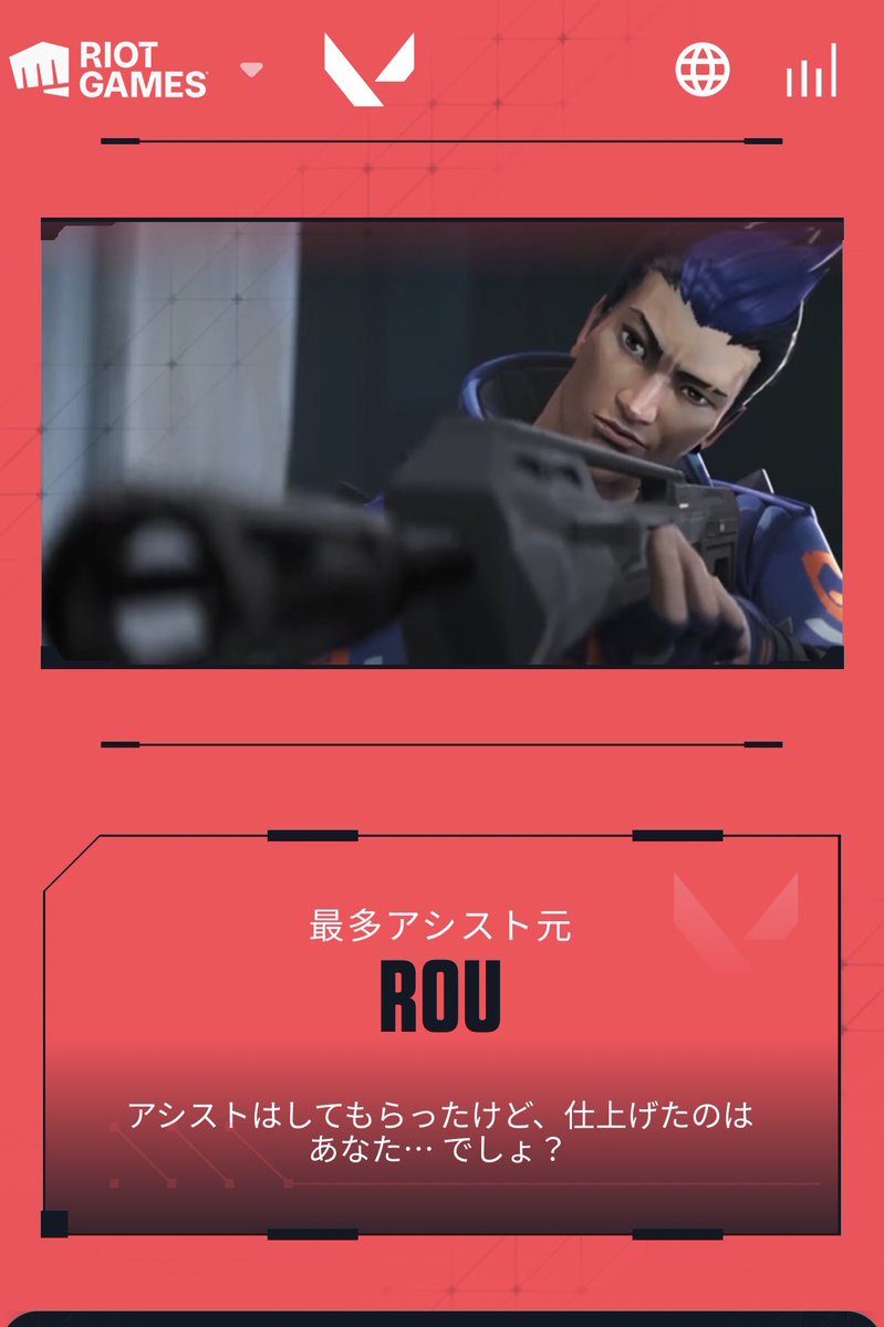 VALORANT、色んな人と遊んだな〜って思いながら、今年一年の振り返りをしました

＼＼＼ ROU ／／／

#VALORANT