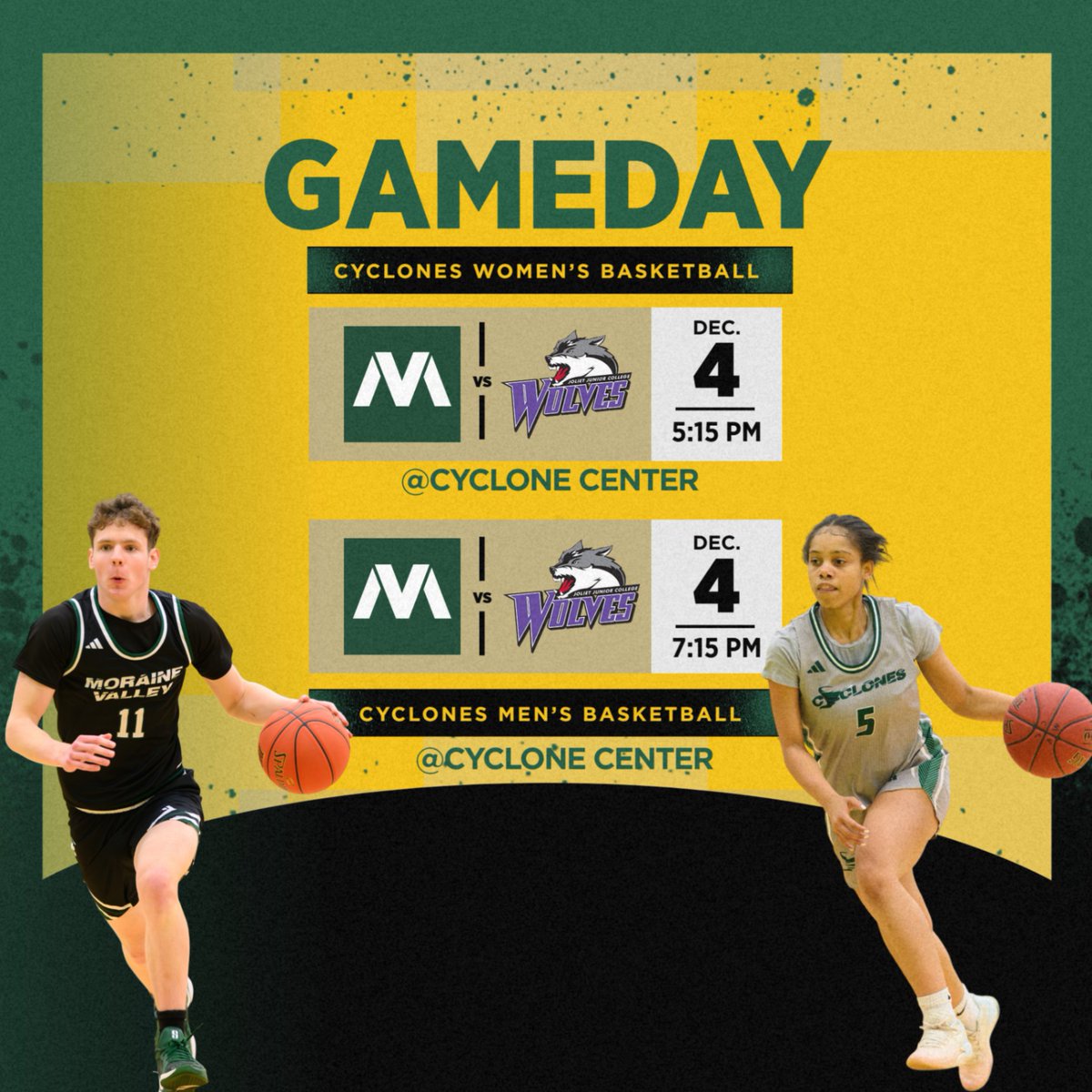 MVCyclones's tweet image. Both Cyclones #basketball teams take on Joliet Junior at home! #LetsGo #GoCyclones #mvcyclones
🏀 Women’s/ @MVCC_Hoops vs. @jjcwolves
📆 12/4/25
⏰ 5:15/7:15 pm
📍 Palos Hills, IL
💻 Women- youtube.com/watch?v=3onBzK… 
💻 Men- youtube.com/watch?v=zGaZT3…