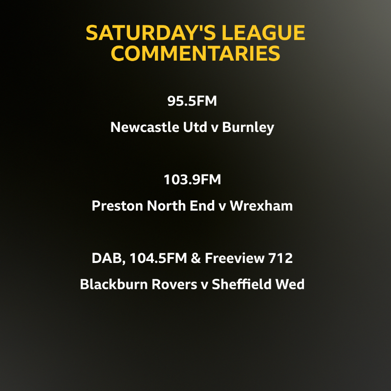BBCLancsSport's tweet photo. 🔵 ⚪  MATCH PACK  ➡️  #Blackburn #Rovers v #Sheffield Wed  ⬅️ 

📻  COMMENTARY  ➡️  DAB, 104.5FM &amp; Freeview 712
🎙️  @AndyBayes &amp; Paul Gallagher (@Gally_7)

#bbcfootball