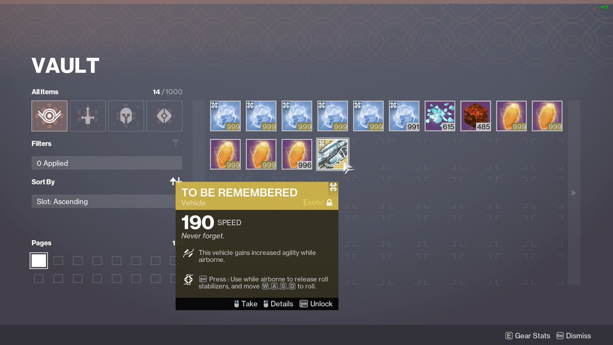 TFChronos's tweet image. I knew what I'd find if I got it back, hurts just the same. Every piece of gear was deleted items by stack is gone, anything that was 1 at a time wasn't. That single sparrow there feels like it was left for me to see. It's mine again and isn't a potential threat to anyone.