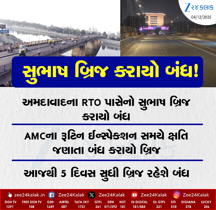 Zee24Kalak's tweet image. અમદાવાદનો સુભાષ બ્રિજ પાંચ દિવસ માટે કરાયો બંધ...

#subhashbridge #rto #ahmedabad #gujarat #news