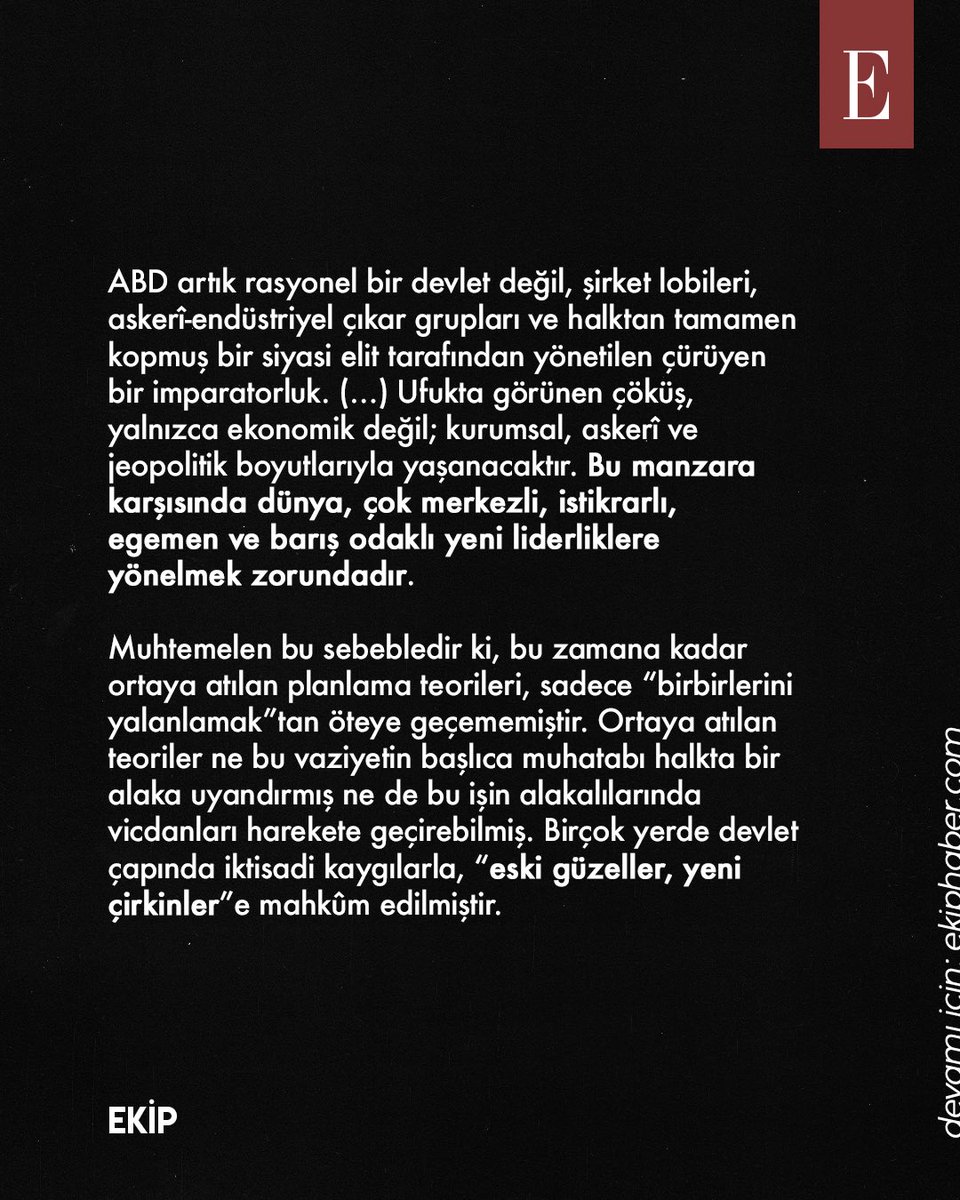 🖋️Ömer Faruk Akman yazdı:  Amerikan şehirlerinin ölümü

📌Ortaya atılan teoriler ne bu vaziyetin başlıca muhatabı halkta bir alaka uyandırmış ne de bu işin alakalılarında vicdanları harekete geçirebilmiş. Birçok yerde devlet çapında iktisadi kaygılarla, “eski güzeller, yeni