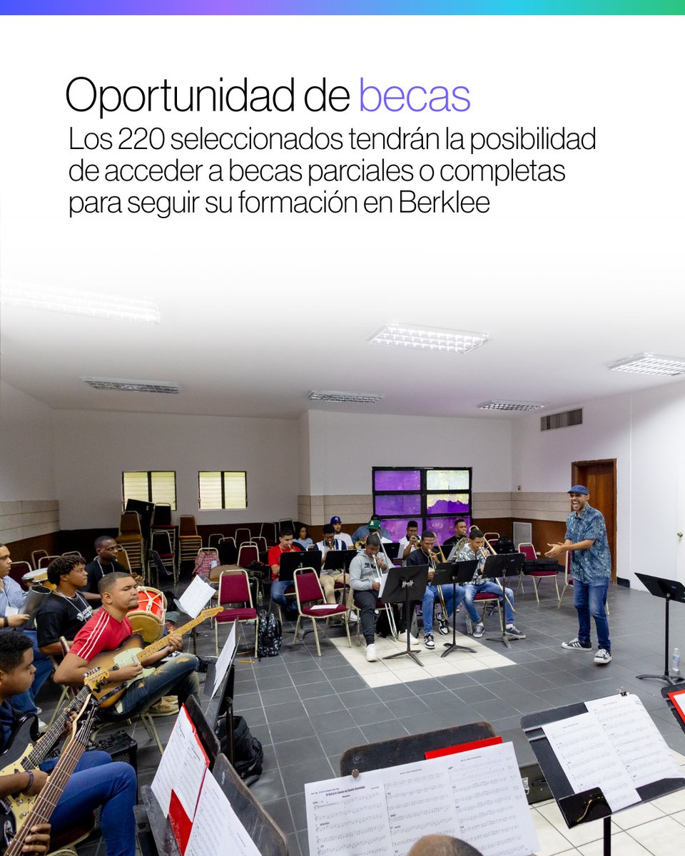 🎶220 jóvenes dominicanos fueron aceptados en Berklee en Santo Domingo 2026, una experiencia que llevará formación musical de alto nivel directamente al país. <a href="/FundacionAESRD/">Fundación AES RD</a> <a href="/GeneradoraItabo/">Empresa Generadora de Electricidad Itabo</a> <a href="/MiculturaRD/">Ministerio de Cultura 🇩🇴</a> <a href="/CNMRepDom/">Conservatorio Nacional de Música 🇩🇴</a> y <a href="/BerkleeCollege/">Berklee College of Music</a>, impulsando el talento local. <a href="/BerkleeGlobal/">Berklee Global</a>