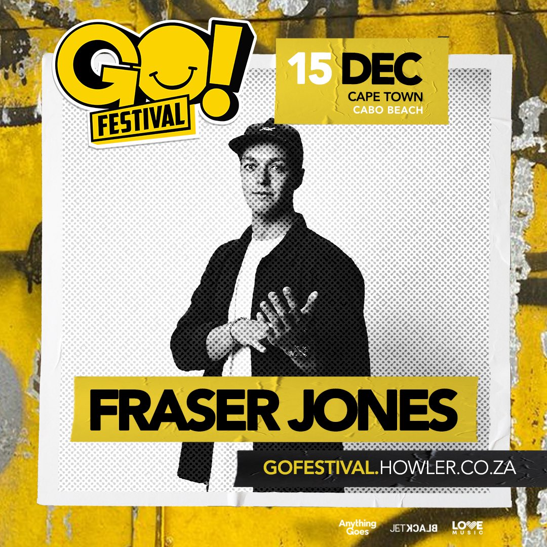 GOFestOfficial's tweet image. The energy is only up from here as Fraser Jone joins @CarlitaMusic_, Samm, @ryx and more at GO! Festival this December. 

Tickets on sale now at gofestival.howler.co.za

15 December - Cape Town

#LetsGo #GOFestival