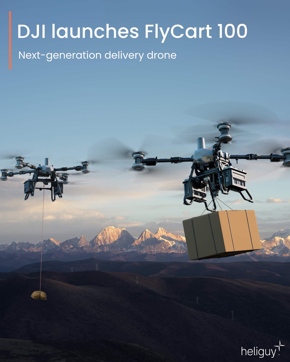 Drone delivery enters a new generation: DJI has today announced the launch of the DJI FlyCart 100 to the global UAS market.

heliguy.com/blogs/posts/dj…

Highlights include an 85kg payload capacity with dual batteries, and a new flagship winch system.

#drones #delivery