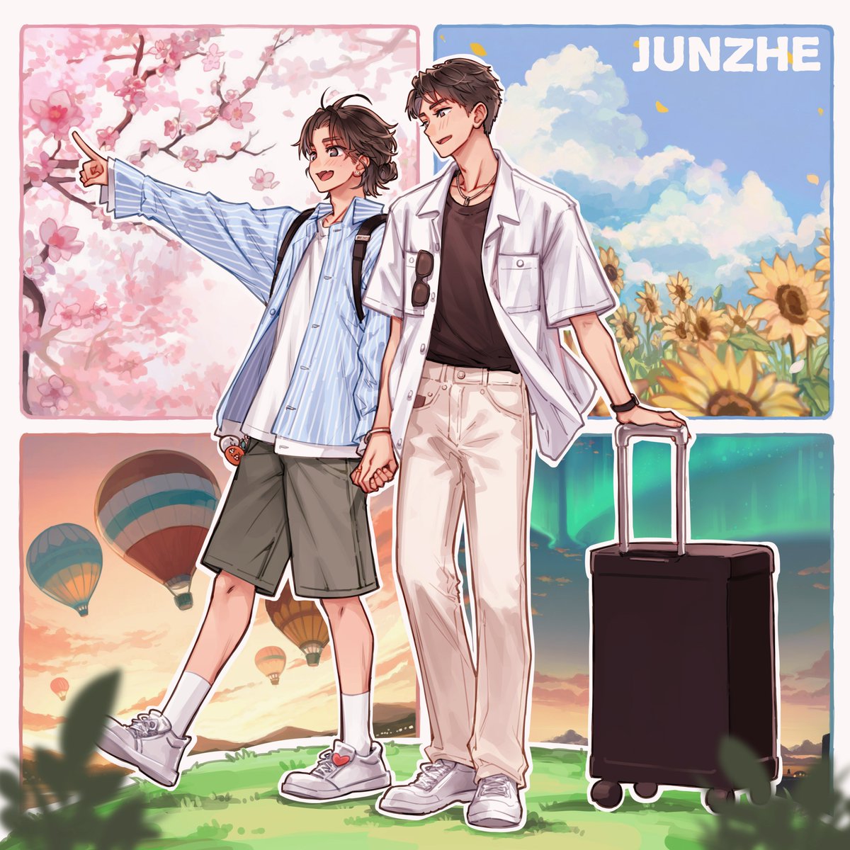 www_fanart's tweet photo. [聯合產出] 葭管飞花 正是龚贺生辰时#✨🌙

✈️✈️✈️～

「想陪你看花開  牽你走白雪

想要春天夏天秋天一起過冬
一起到永遠」 🎼

爸比 生日快樂啊🎂🎂🎂

#JunZhe 
#俊哲 🎂 https://t.co/fMjlE1jo8Y