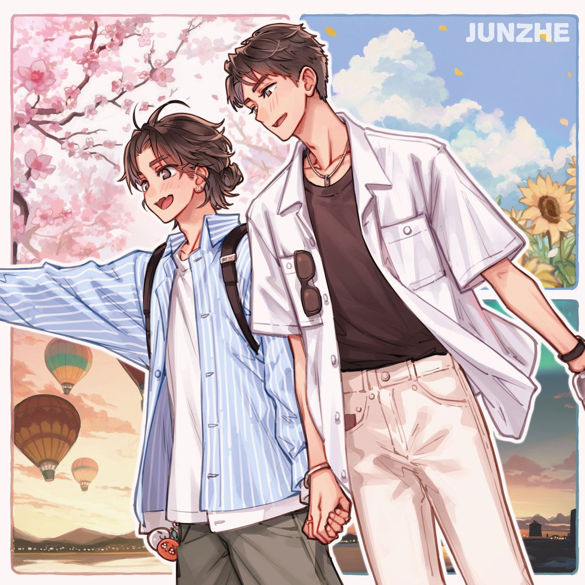 www_fanart's tweet photo. [聯合產出] 葭管飞花 正是龚贺生辰时#✨🌙

✈️✈️✈️～

「想陪你看花開  牽你走白雪

想要春天夏天秋天一起過冬
一起到永遠」 🎼

爸比 生日快樂啊🎂🎂🎂

#JunZhe 
#俊哲 🎂 https://t.co/fMjlE1jo8Y