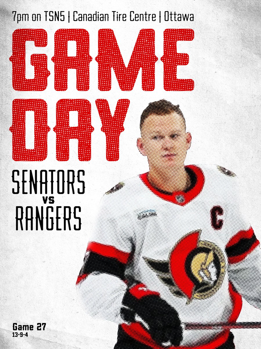 Senators Game Day Poster 27/82 — Senators vs Rangers

Finally back home. Go Sens Go!