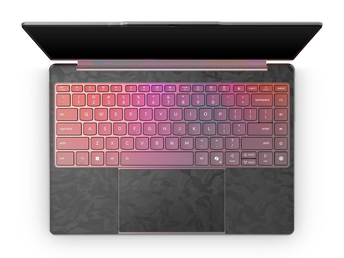 Next up: The 2025 Lenovo Yoga 9 Aura.  Our original interior design had a stretchable thin strip between the palm rests - however as we tested handling the device we found that wasn't feasible and settled on the "Mutton Chop" design we have now.

m2skins.pulse.ly/w8k9eclkxl