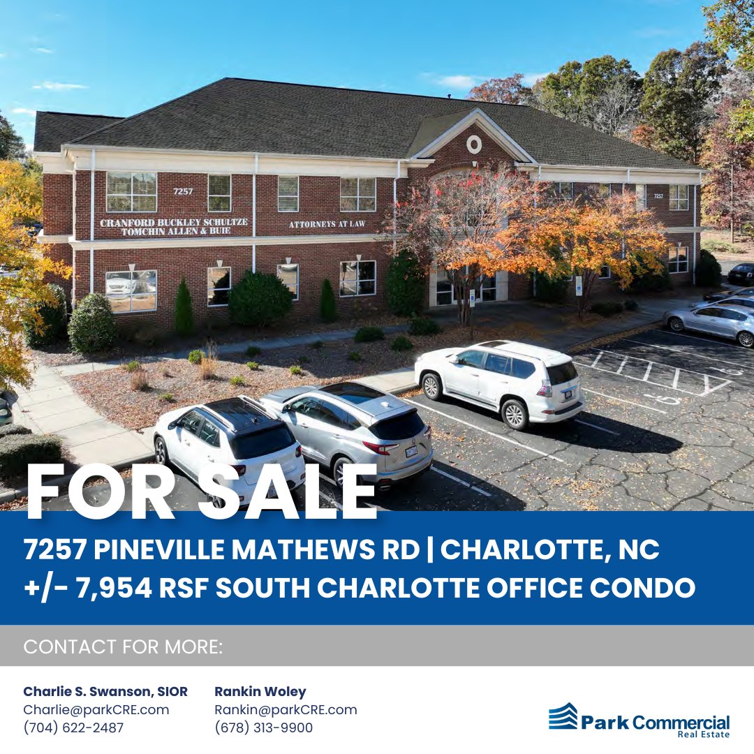 Rare South Charlotte full floor office condo available for sale. Offering 7,954 RSF with strong Hwy 51 visibility, easy access, &amp; abundant parking. Walkable to Publix at Carmel Commons and surrounded by growing multifamily development. Close to I-485. Contact broker for pricing.