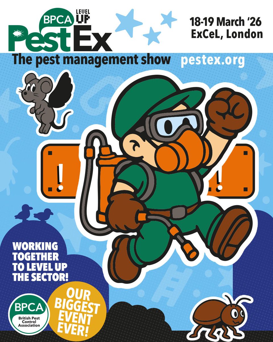 Why visit PestEx 2026 next year? 

📈 Grow your network
🧠 Develop your knowledge 
🧪 See the latest innovations 
⭐ Collect CPD points
🤑 Access special exhibition prices
🎁 Collect freebies and enter prize-draws!

Register now: pestex.org/register

#PestControl #London
