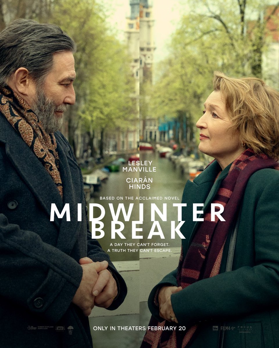 FocusFeatures's tweet image. Lesley Manville and Ciarán Hinds star in MIDWINTER BREAK. Only in theaters February 20.