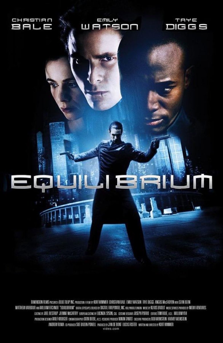 GabeCrate's tweet photo. โข๏ธ#83. Equilibrium, 2002. Looking and feeling like a feature length perfume ad, this stylized dystopian action flick borrows too much from better films to be a lost classic, but is still entertaining. Worth a watch for the extremely silly #gunkata action. Yes, #gunkata. 3/5 โข๏ธ https://t.co/vRTzEgFwnJ