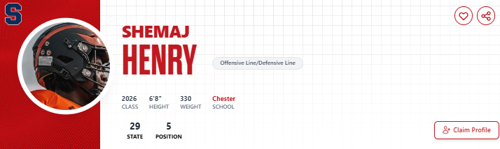 PRZVicCastillo's tweet image. Chester HS's @BigMook_78 has officially signed with #Syracuse. #NSD2026 

2026 PA Recruit #29 OVR - #5 OT

Played a huge part in an awesome 13-1 year at Chester, congrats to him and his family. @CuseFootball @CoachNixon_Cuse @AlexKellyCuse