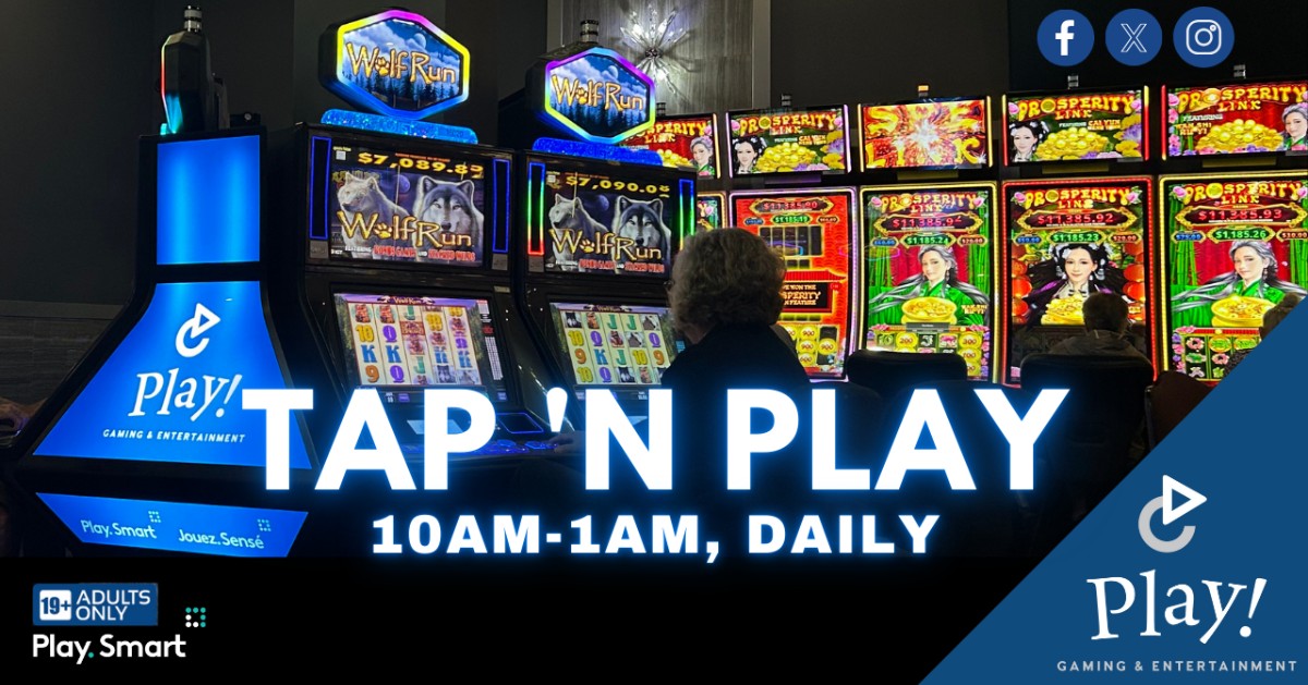 Feeling lucky? 🎰 Tap into the thrill with TAP 'N PLAY games – fast, fun and full of chances to win instant cash and progressive jackpots. Any time's a good time to play.

📍1600 Bath Road, Kingston
🕙 Open daily from 10 AM to 1 AM
ow.ly/qb5250XycK2