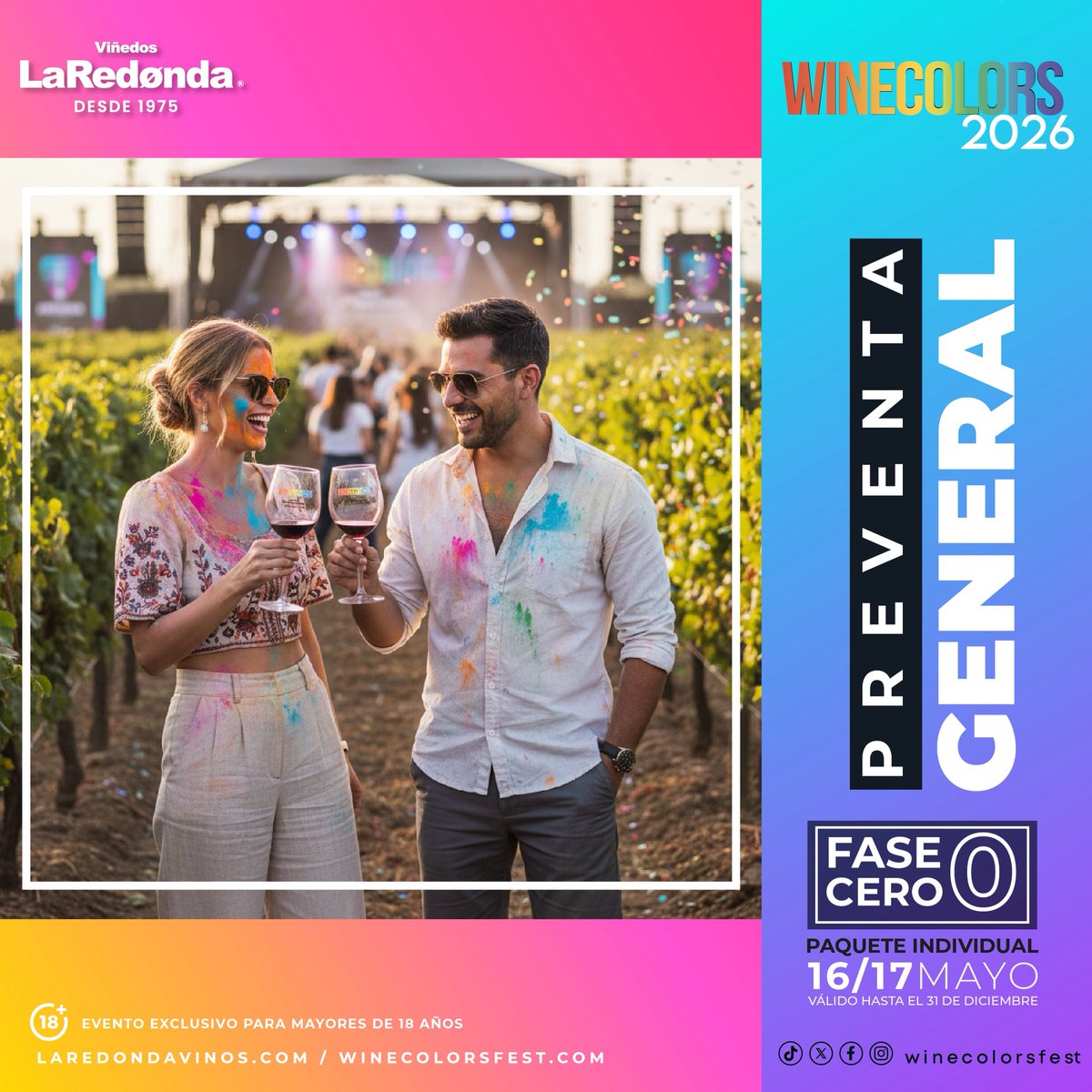 ¡La fiesta de color y vino está de regreso! 🍇🎨
Aprovecha la FASE CERO (0) en Preventa General ✨
Link de compra:
laredondavinos.com/collections/wi…
