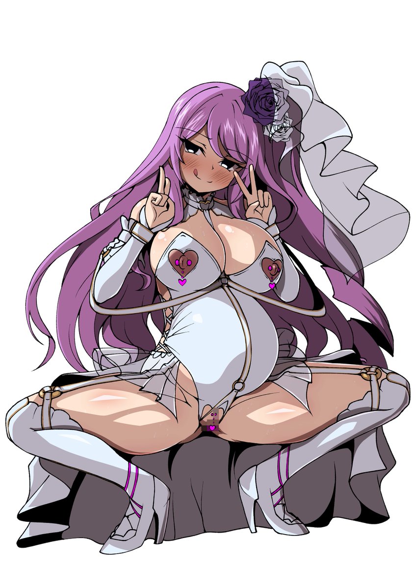 pixivリクエスト:らくがきプラン  その669
内容「臨月ボテ腹状態でガニ股ポーズを取り、母乳を吹きながら快楽に堕ち切った表情を浮かべるエスカ・アメイズ、といった感じのイラストをお願いします」 