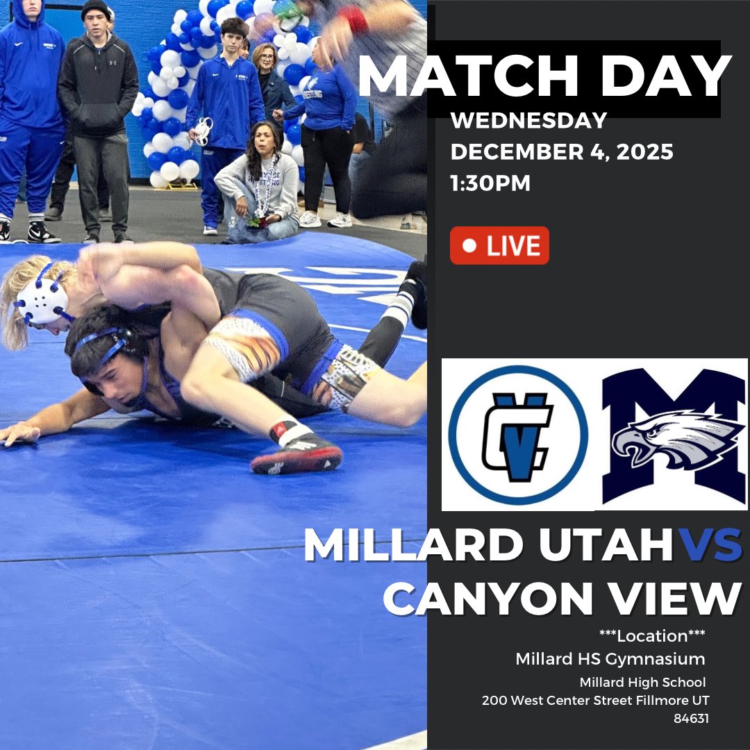 CVJagsWrestling's tweet photo. The varsity menβs wrestling team will be traveling to Fillmore Utah to wrestle #30 in country and reigning defending 4x Utah State Champions: Millard HS
Today 1:30pm
#AWrestlersProgram
#PrideoftheWestside
#PrideofWaddell
#PrideofAFUHSD https://t.co/wCOvPBBlee