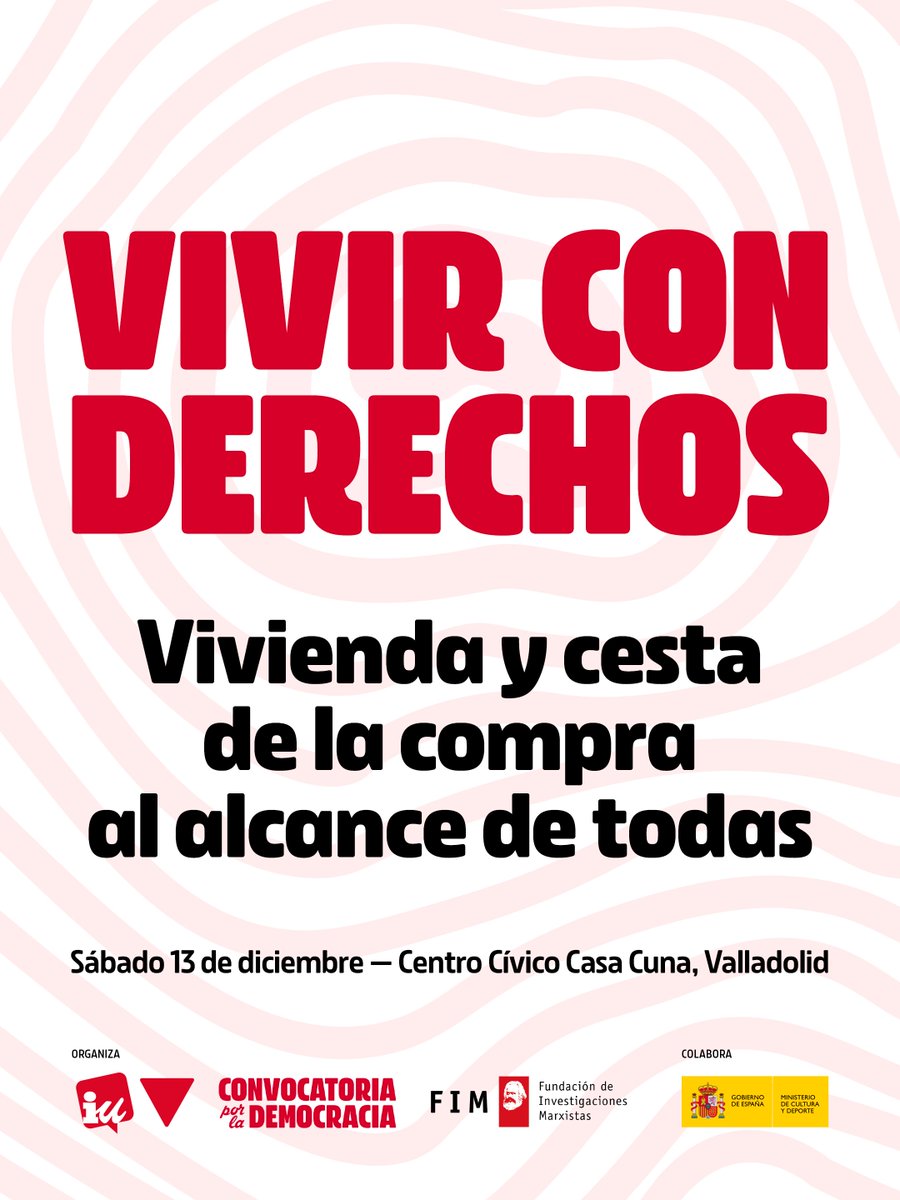 La vida que queremos construir es una vida en común, con derechos, con seguridad humana y con tiempo para disfrutar. No solo es posible, es necesario y nos va la vida en ello.

Nos vemos el sábado 13 en Valladolid para seguir desplegando nuestra Convocatoria por la Democracia.