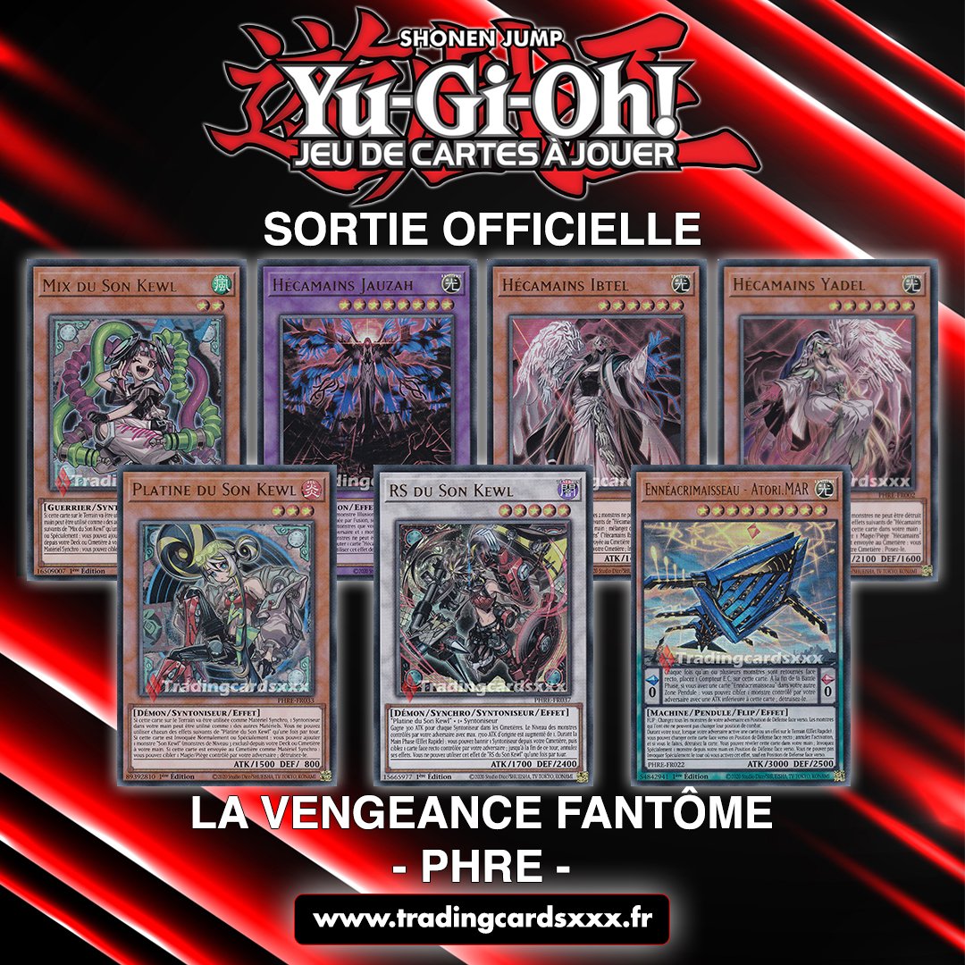 L'intégralité des cartes à l'unité de l'extension Yu-Gi-Oh! La Vengeance Fantôme est disponible sur le site.

tradingcardsxxx.fr/collections/yu…

#CartesYuGiOh #carteàlunité #phre
