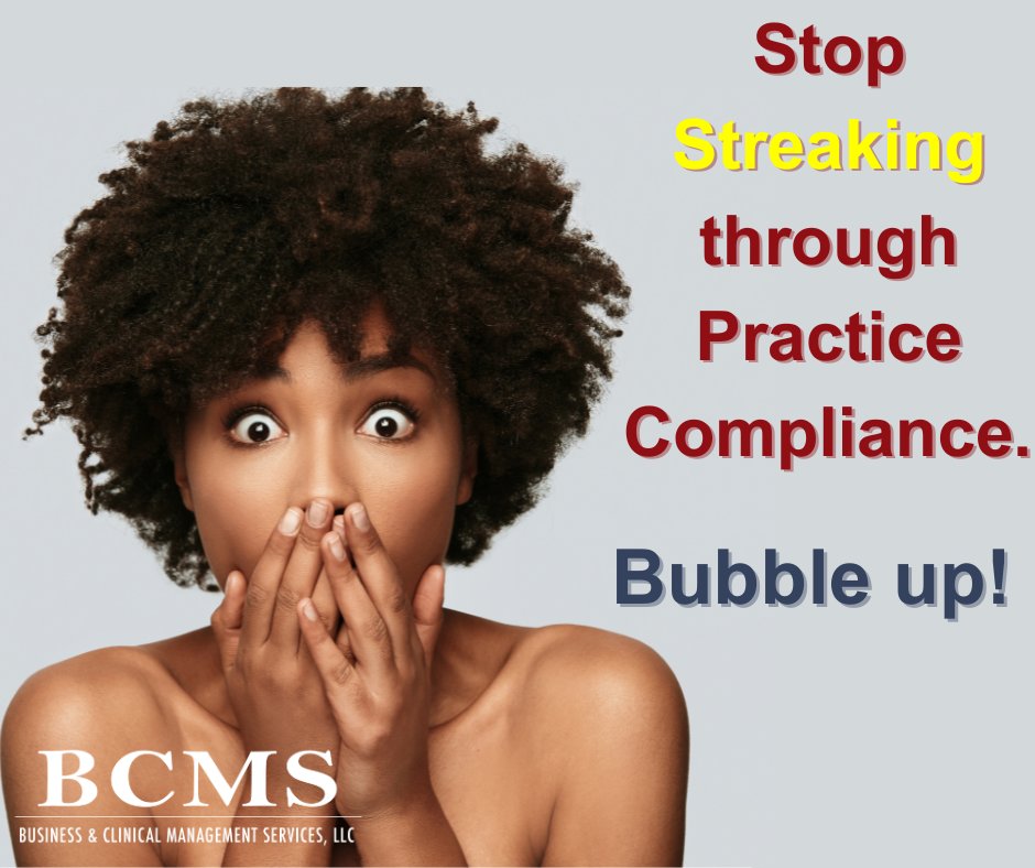 bcms_compliance's tweet photo. Stop streaking through compliance. You’re exposed.
Bubble up. → https://t.co/dNuTkQoKq7

#ComplianceBubble #PTClinic #MedicareCompliance #HIPAA #OSHA #HRCompliance #RiskManagement #BCMS https://t.co/WLxPlJDeLd