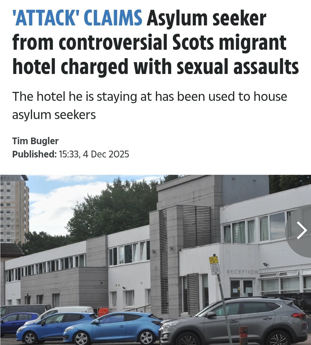 ⚠️FALKIRK: A man has been charged with sexually assaulting two women.

Muhammad Sheikhi, 22 - address given as the Cladhan Hotel - has been charged with sexually assaulting two women by touching without consent.

Remanded in custody. Next hearing [in private] on 11th December