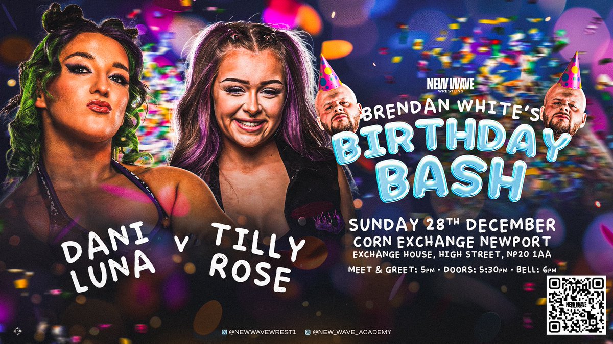 NewWaveWrestli1's tweet image. The Brendan White Birthday Bash is just over 3 weeks away?! 

Matches announced so far!

What are you doing on that weird period between Christmas &amp;amp; New Year? Bring your friends and family for a fantastic night of family friendly professional wrestling! 

(Birthday presents…