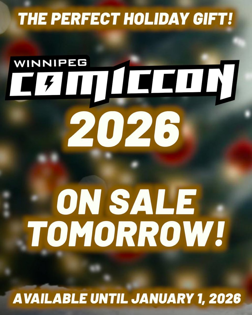 WinnipegCC's tweet photo. 💥 Save the date! The 2026 tickets will be on sale TOMORROW!.. AND at a 15% discount. This is your chance to get your tickets at a discount, or even better yet, get them for that special someone 📷

Info 🎟️: https://t.co/WUGznhQKak

#winnipegcomiccon2026 https://t.co/BAEWwj6HtJ