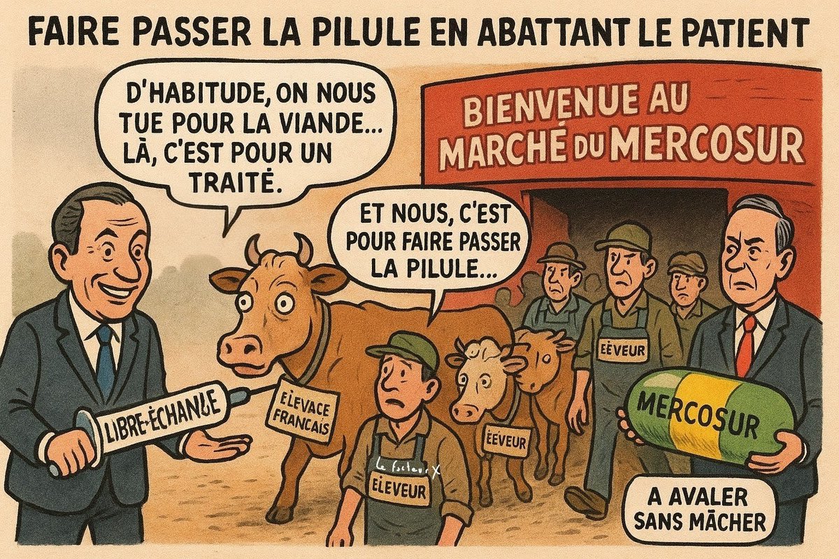 Pourquoi une telle obstination à abattre une partie du bétail français. Quand on met autant de forces de l'ordre pour un troupeau ça veut dire que la volonté est immense.
Si c'est pour nous balancer derrière qu'on pourra continuer à manger du bœuf grâce au MERCOSUR 🤡🤡🤡